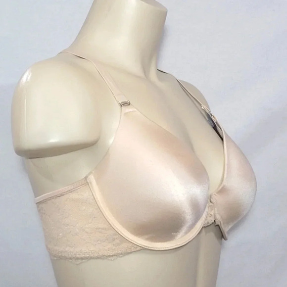34DD Maidenform 7112 Front Close Lace‎ Trim UW Bra Nude Excellent Pre-owned - Picture 2 of 3